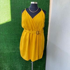 Mustard wrap mini dress